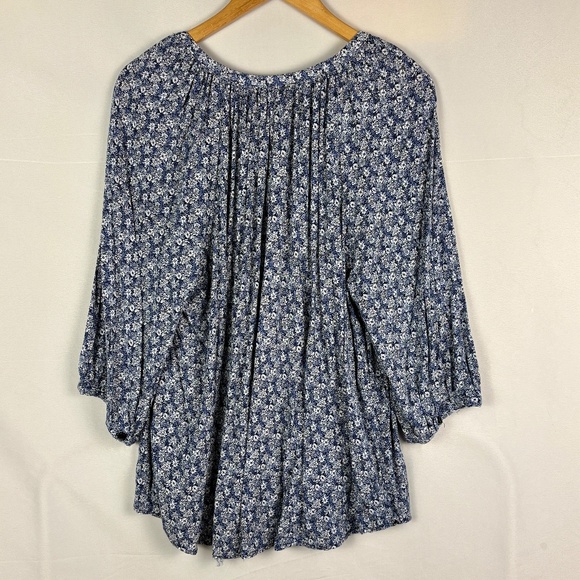 Jones New York Women ¾ Sleeve Split Neck Blouse Top Sz 2X Coastal Beachy Comfort - Picture 3 of 12